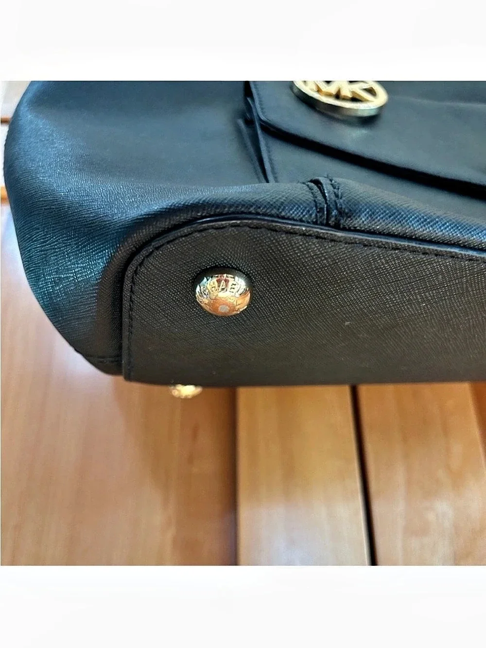 Michael Kors black Jet Set large Saffiano Leather Pocket Tote bag purse